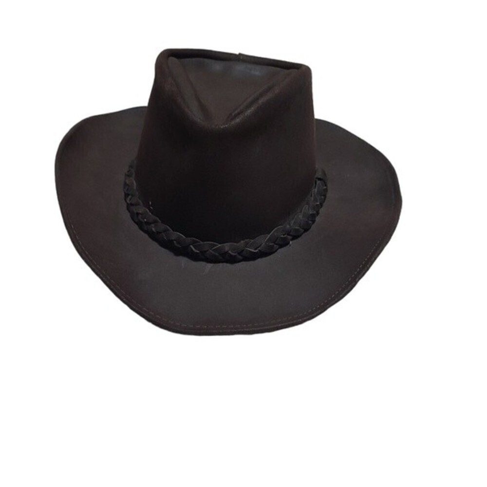 Henschel Hat Leather Chocolate Brown Cowboy Western Hat USA M